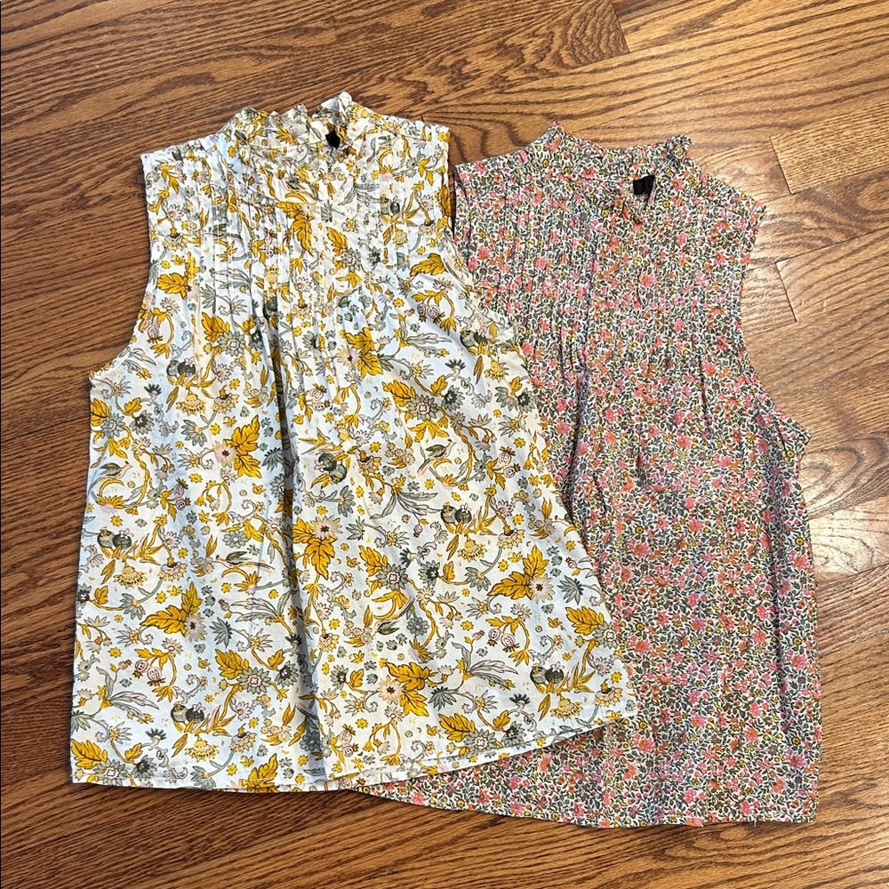 J Crew Floral Sleeveless Tops (2) - Yellow and Pink